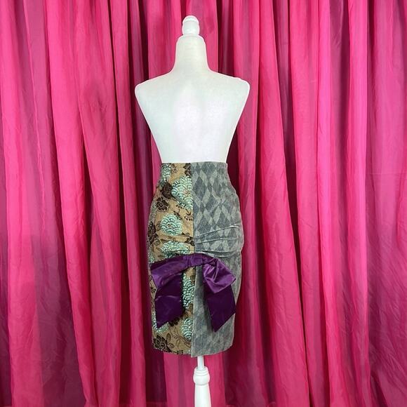 Y2K Custo Barcelona NWT 2006 slash NY zip and glitter pencil skirt, 34 or 0 - Picture 2 of 10